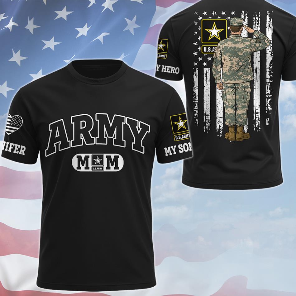 Army Mom Custom Soldier Clipart All Over Print Shirt Hoodie Gift For Proud Military Mom Grandma Sister Shirt H2511