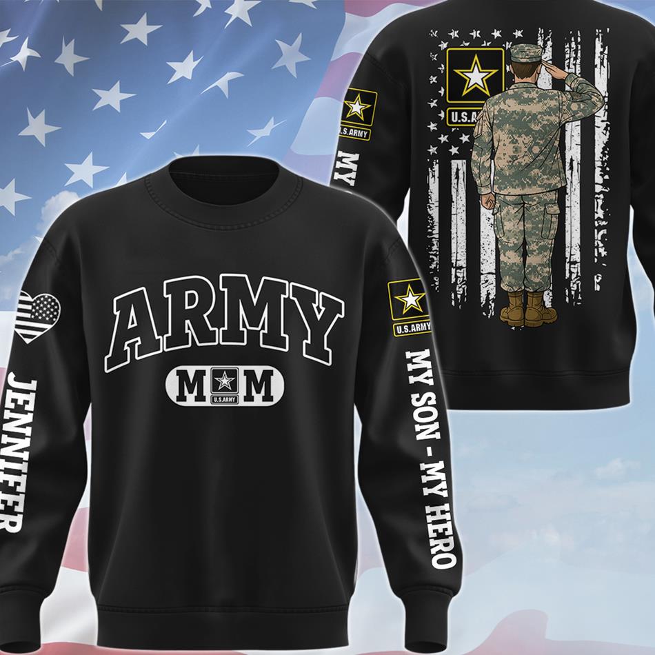 Army Mom Custom Soldier Clipart All Over Print Shirt Hoodie Gift For Proud Military Mom Grandma Sister Shirt H2511