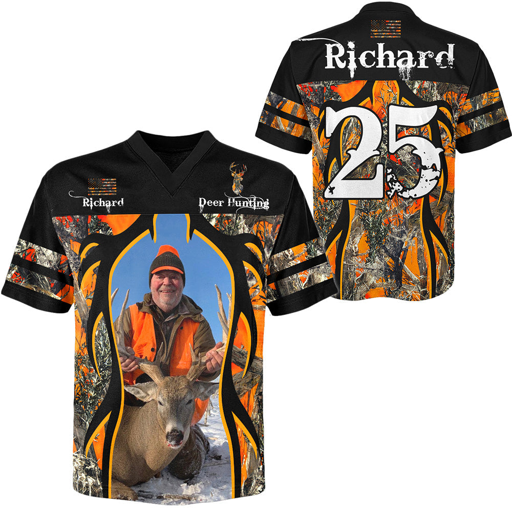 Custom Deer Hunting Photo Football Jersey Shirt Gift For Hunting Lovers H2511