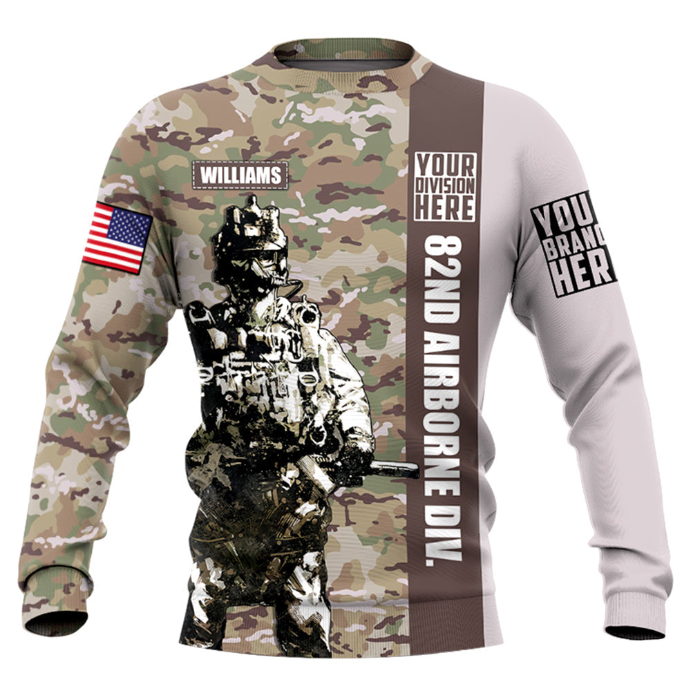 Custom Division Logo And Military Camouflage Personalized All Over Print Shirt For Veteran H2511