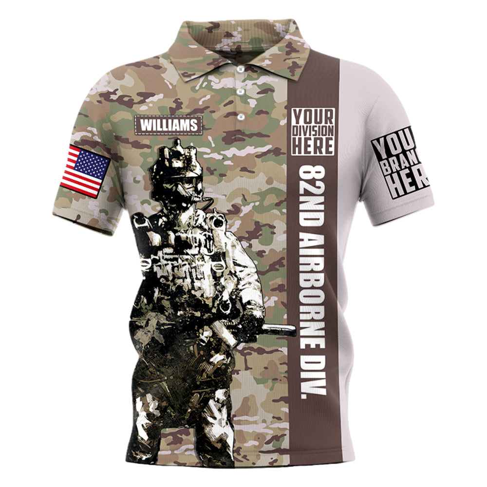 Custom Division Logo And Military Camouflage Personalized All Over Print Shirt For Veteran H2511
