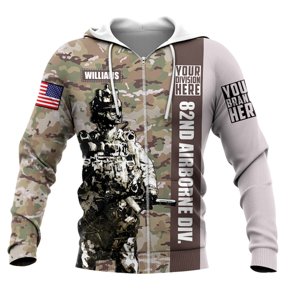 Custom Division Logo And Military Camouflage Personalized All Over Print Shirt For Veteran H2511
