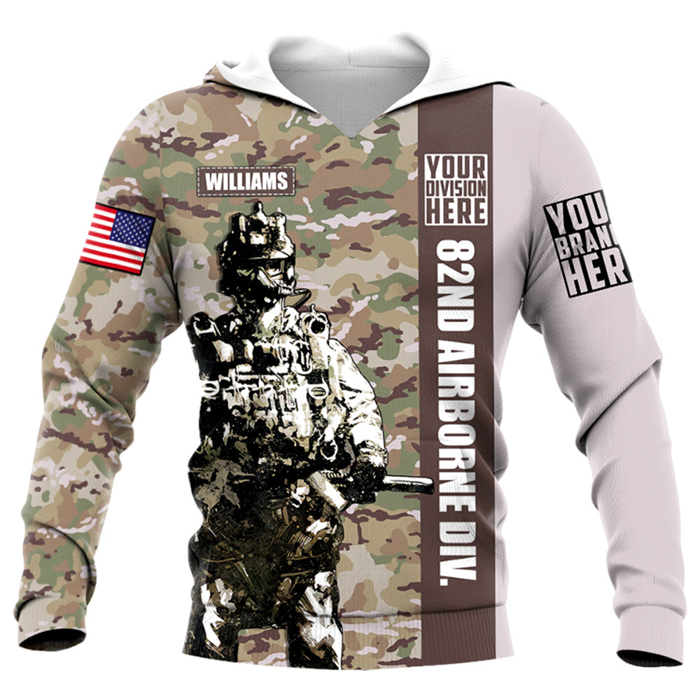 Custom Division Logo And Military Camouflage Personalized All Over Print Shirt For Veteran H2511