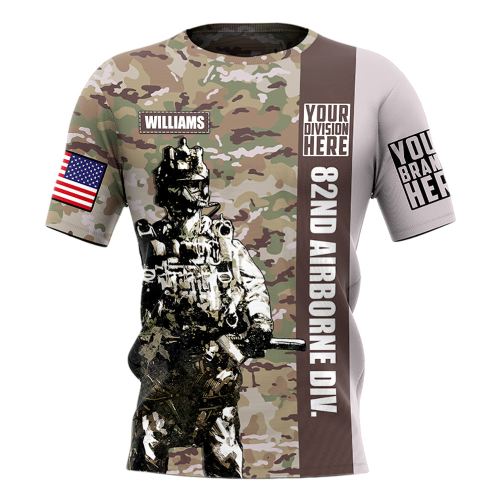 Custom Division Logo And Military Camouflage Personalized All Over Print Shirt For Veteran H2511