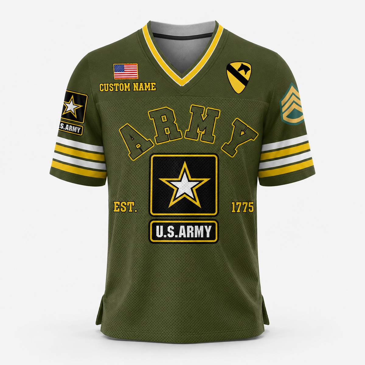 US Military Football Jersey Custom All Branches Rank Division Name For Military Retirement Veteran Dad Grandpa H2511