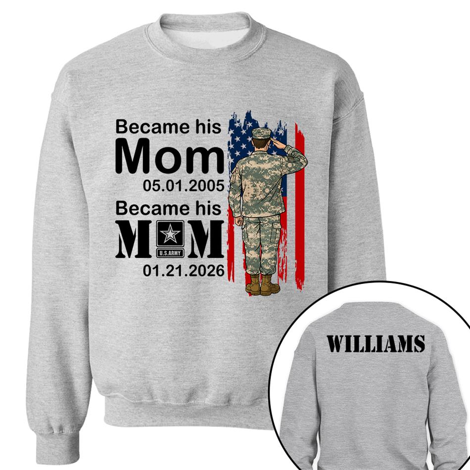 Became Army Mom Custom Date Anniversary Gift For Military Mom Dad Grandma Shirt , Army Training Graduation Date Shirt H2511 Trna