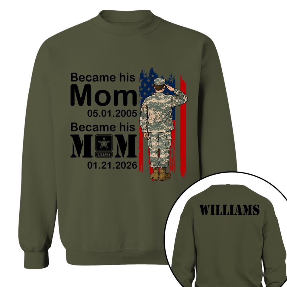 Became Army Mom Custom Date Anniversary Gift For Military Mom Dad Grandma Shirt , Army Training Graduation Date Shirt H2511 Trna