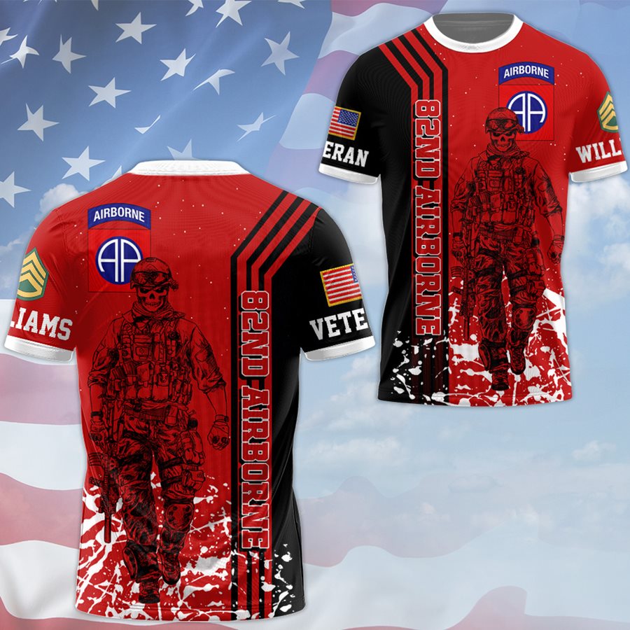 Custom 3D All Over Prints T-Shirt, Personalized Name And Military Division Shirt H2511 Trna