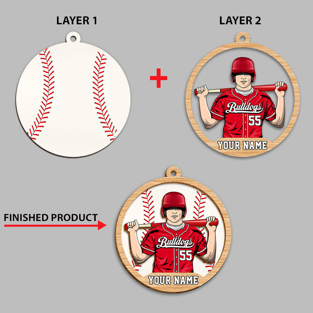 Personalized Ornament Gifts For Family - Custom Ornaments Gift For Family - Baseball Player Ornament H2511