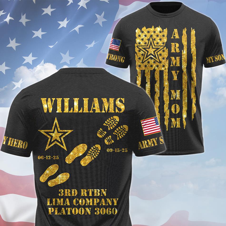 Proud Army Mom Dad Sister Distressed Flag All Over Print Shirt Custom Recruit Training Unit Designation Shirt For Proud Military Family Graduate Shirt H2511