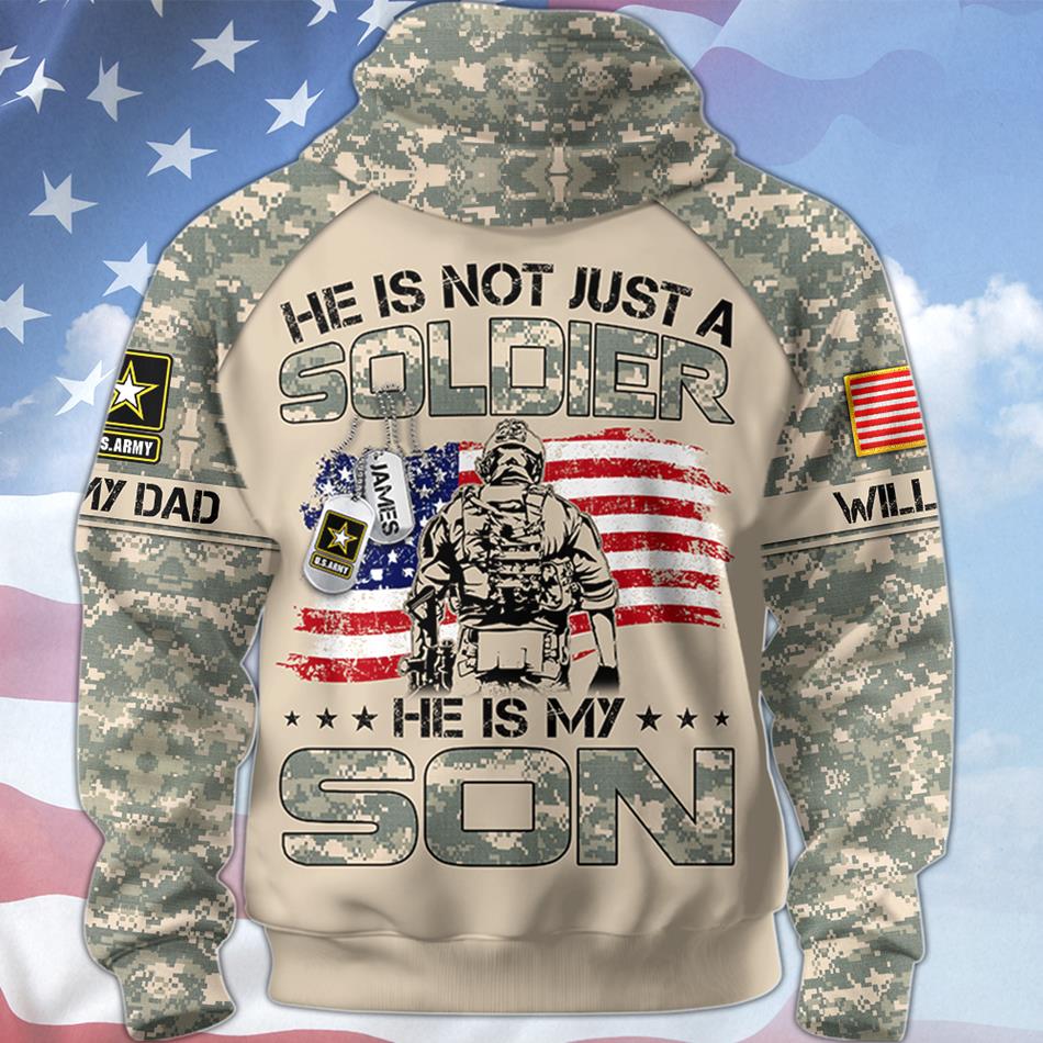 He Is Not Just A Soldier He Is My Son Custom All Over Print Shirt Polo Gift For Proud US Army Dad Mom Shirt H2511 Trna
