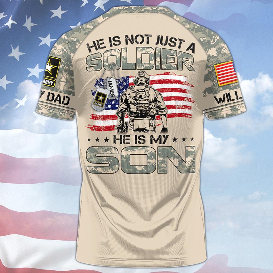 He Is Not Just A Soldier He Is My Son Custom All Over Print Shirt Polo Gift For Proud US Army Dad Mom Shirt H2511 Trna