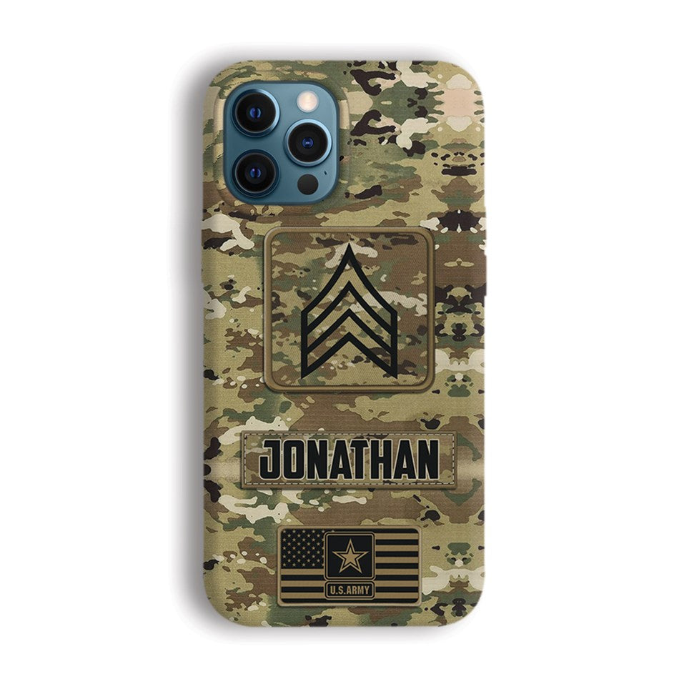 Veteran Custom Phone Case Rank and Name Personalized Gift For Veteran Soldier H2511