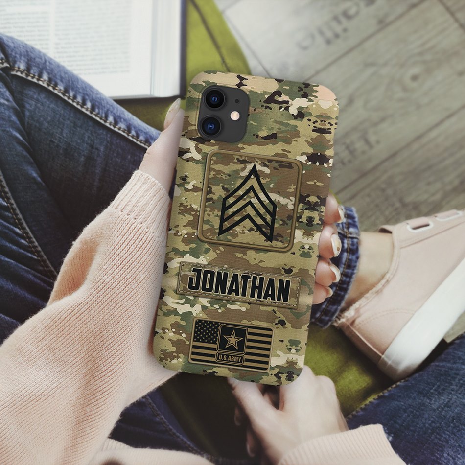 Veteran Custom Phone Case Rank and Name Personalized Gift For Veteran Soldier H2511