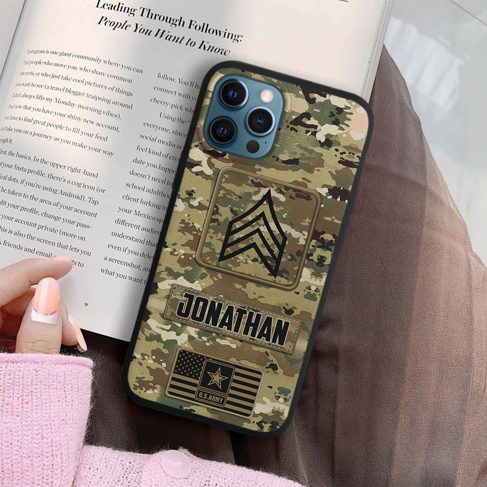 Veteran Custom Phone Case Rank and Name Personalized Gift For Veteran Soldier H2511