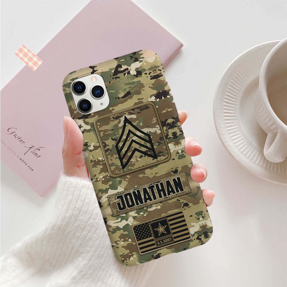 Veteran Custom Phone Case Rank and Name Personalized Gift For Veteran Soldier H2511
