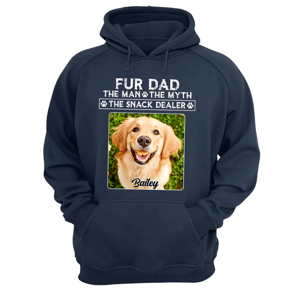 Funny Dog Dad Shirt with Pet Name and Photo Custom Dog Photo Shirt for Daddy, Father's Day Dog Lover Shirt, Snack Dealer Tee for Men Vh01