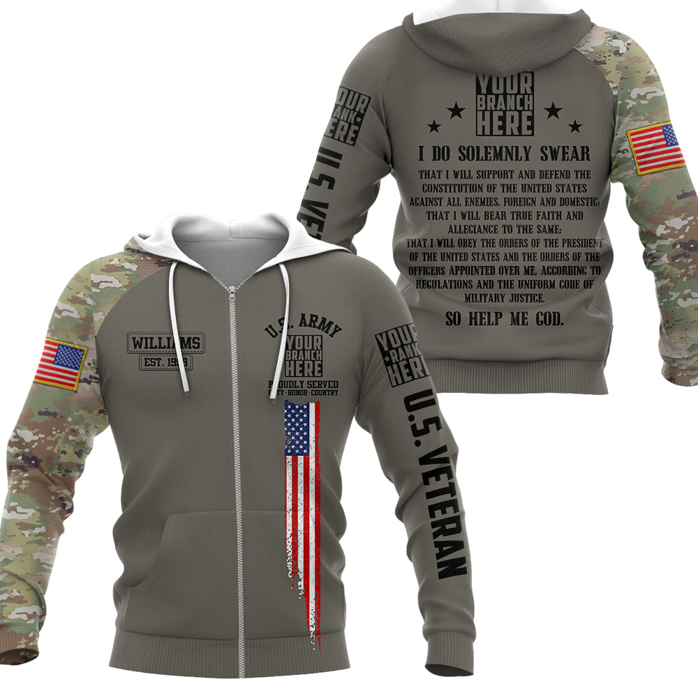 US Veteran Custom All Branches Of Services Oath Of Enlistment All Over Print Shirt For Veteran H2511