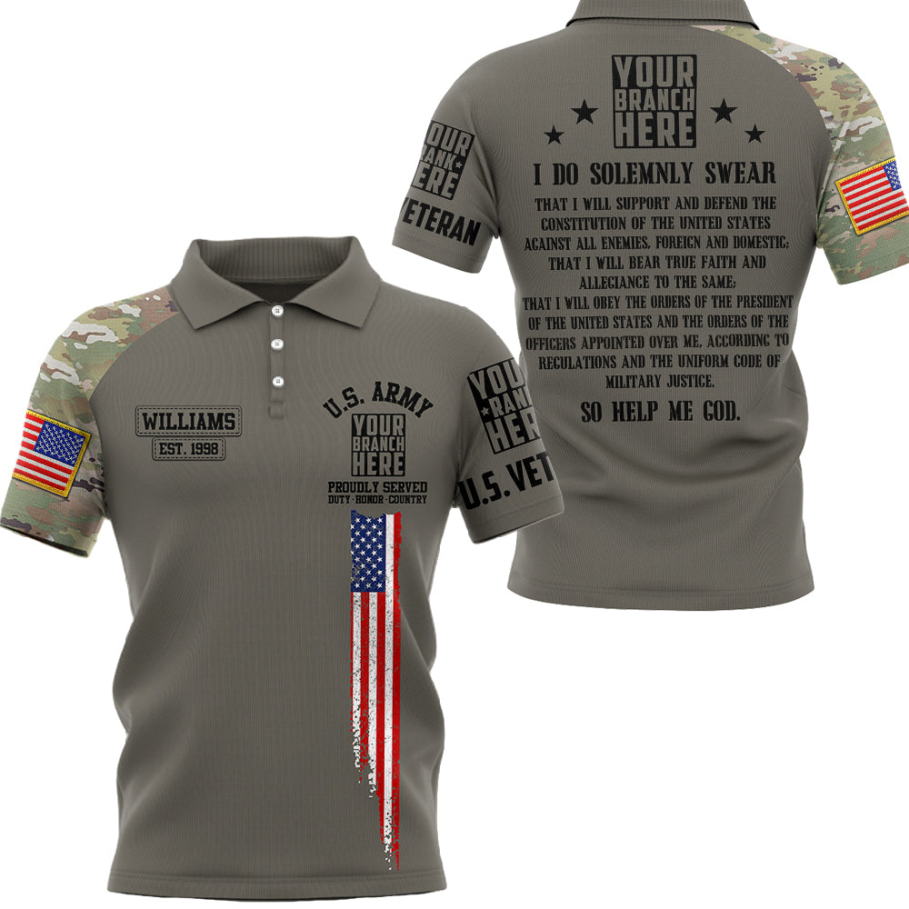US Veteran Custom All Branches Of Services Oath Of Enlistment All Over Print Shirt For Veteran H2511