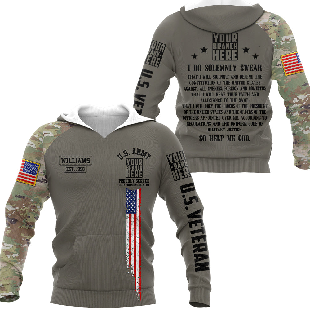 US Veteran Custom All Branches Of Services Oath Of Enlistment All Over Print Shirt For Veteran H2511