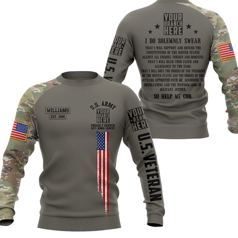 US Veteran Custom All Branches Of Services Oath Of Enlistment All Over Print Shirt For Veteran H2511