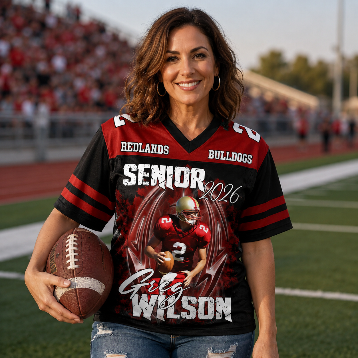 Custom Photo Football Jersey Shirt For Football Family Game Day Shirt H2511
