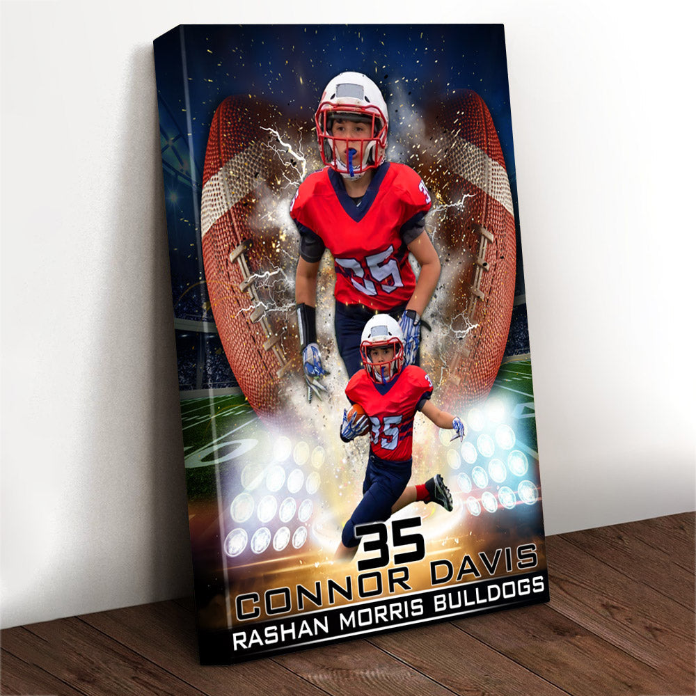 Personalized Name Number School Name Team Name American Football Player Poster Canvas For Football Lover Football Son Mom H2511