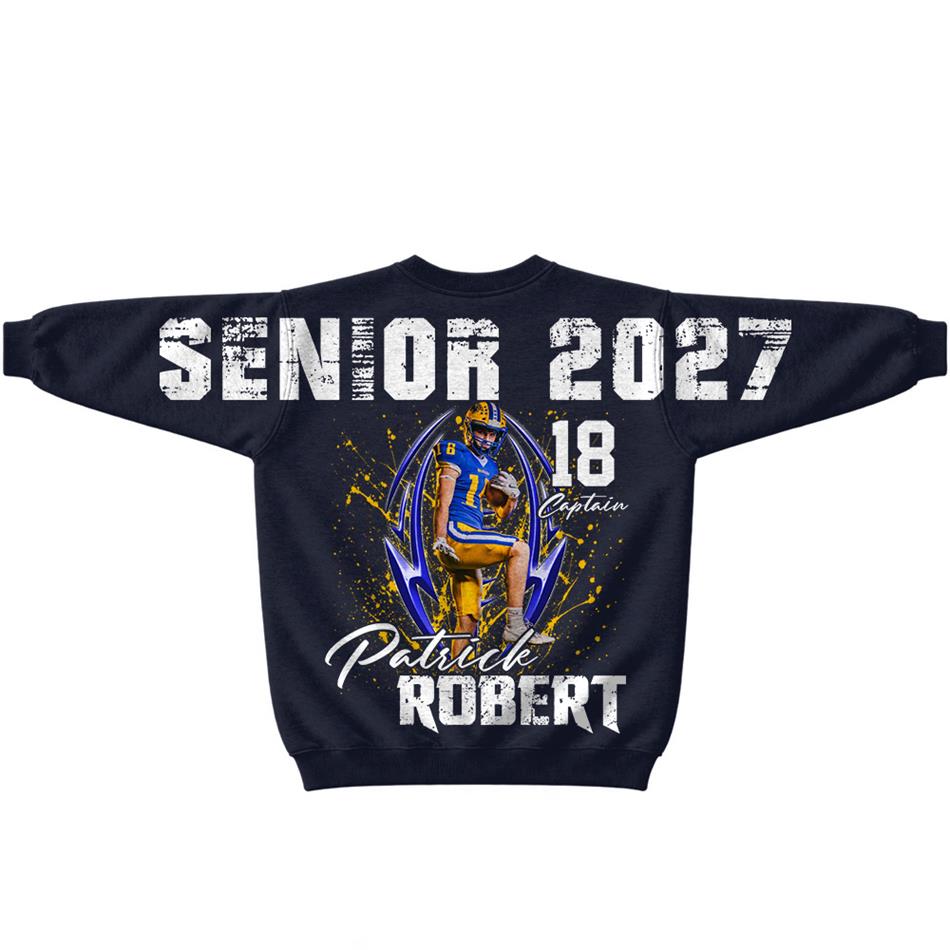 Custom Photo Senior Football Sleeve Print Sweater Hoodie For Mom Dad Family Gameday Shirt H2511 Trna