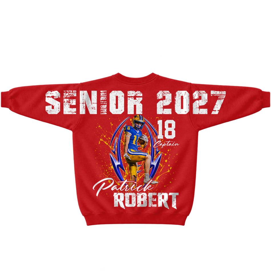 Custom Photo Senior Football Sleeve Print Sweater Hoodie For Mom Dad Family Gameday Shirt H2511 Trna