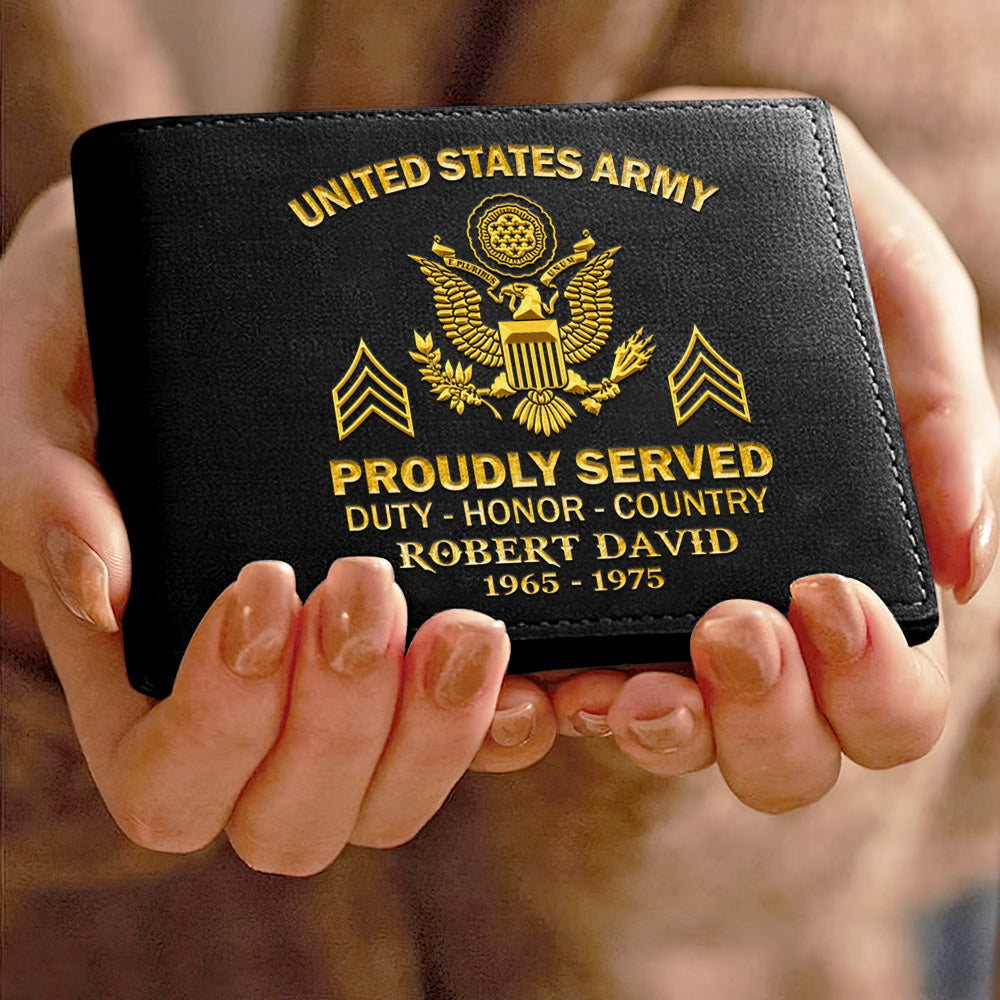 US Veteran Leather Wallet Proudly Served Duty Honor Country Wallet For Military Veteran Retirement Gift H2511