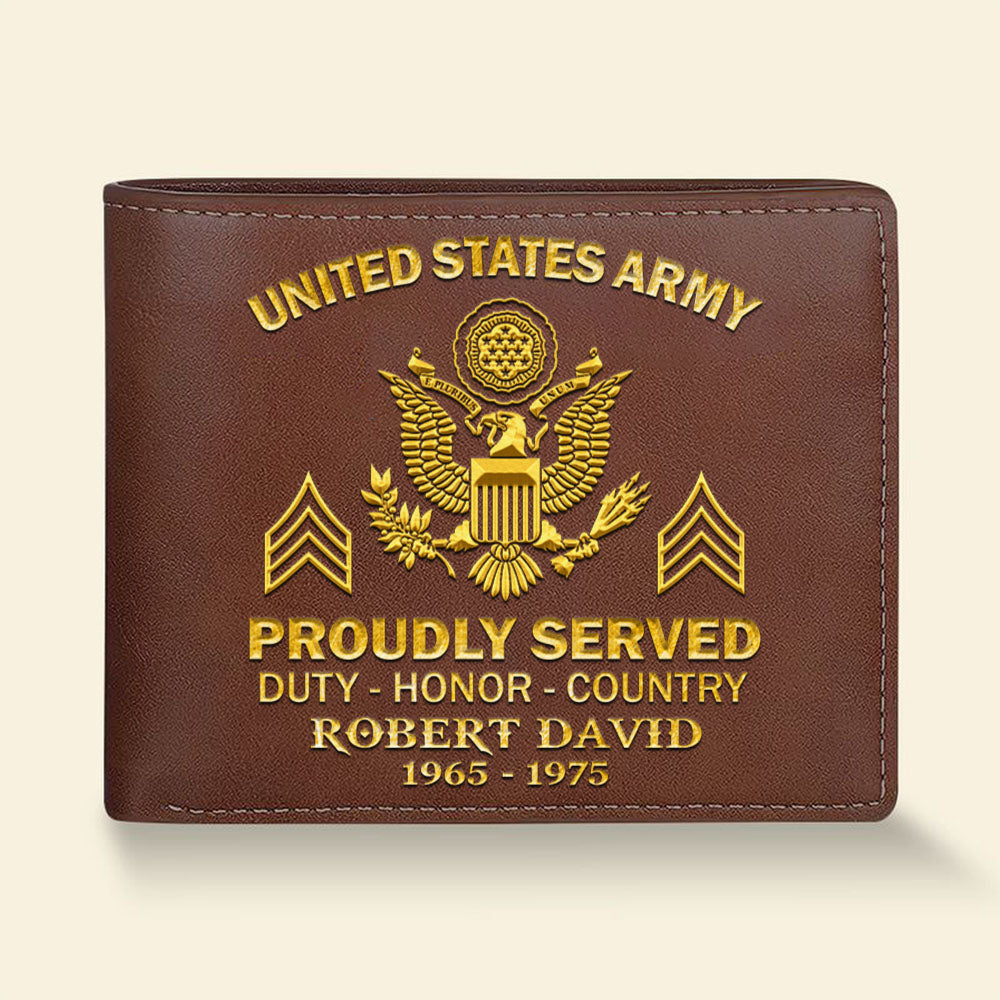 US Veteran Leather Wallet Proudly Served Duty Honor Country Wallet For Military Veteran Retirement Gift H2511