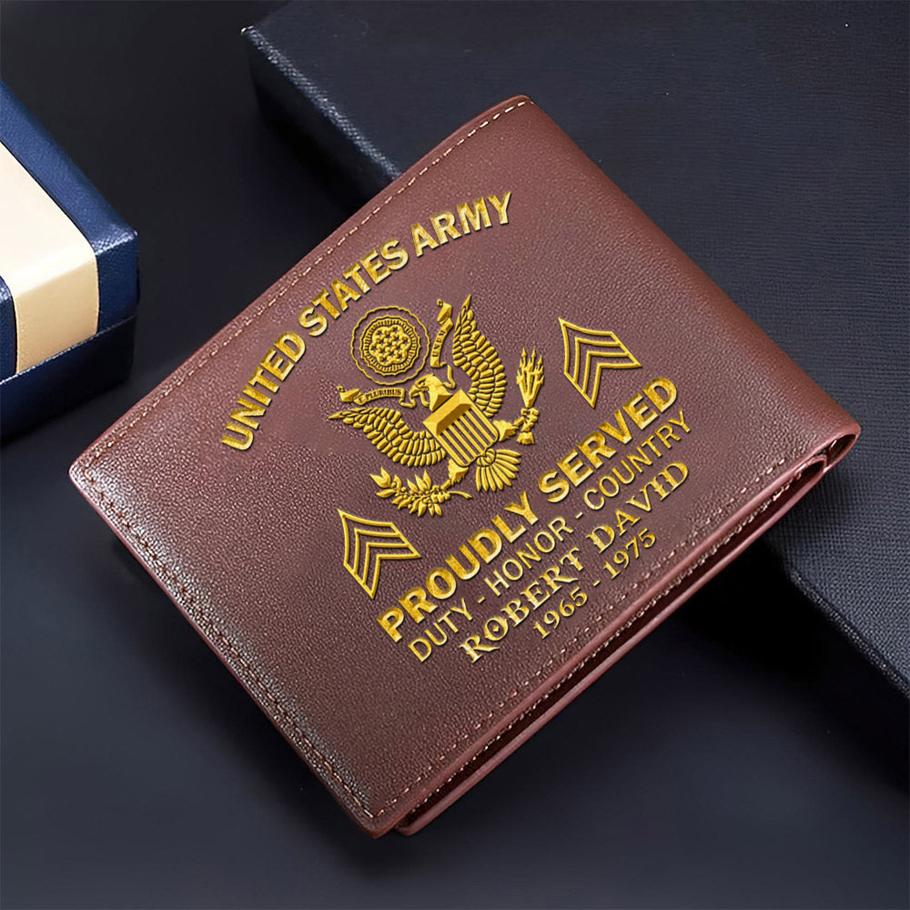 US Veteran Leather Wallet Proudly Served Duty Honor Country Wallet For Military Veteran Retirement Gift H2511