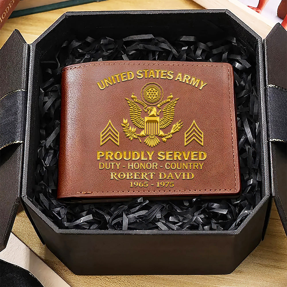US Veteran Leather Wallet Proudly Served Duty Honor Country Wallet For Military Veteran Retirement Gift H2511