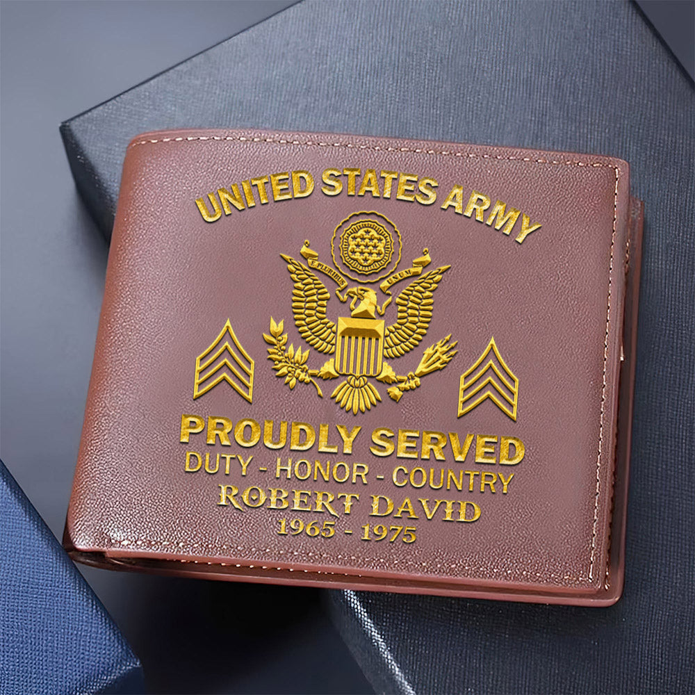US Veteran Leather Wallet Proudly Served Duty Honor Country Wallet For Military Veteran Retirement Gift H2511