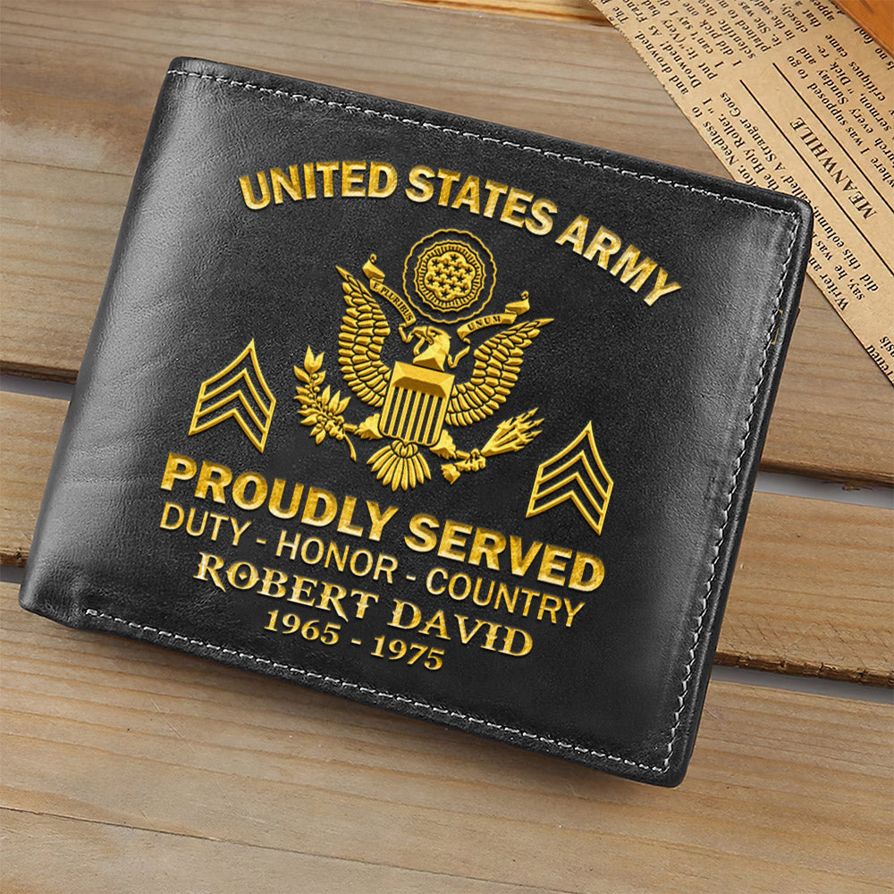 US Veteran Leather Wallet Proudly Served Duty Honor Country Wallet For Military Veteran Retirement Gift H2511