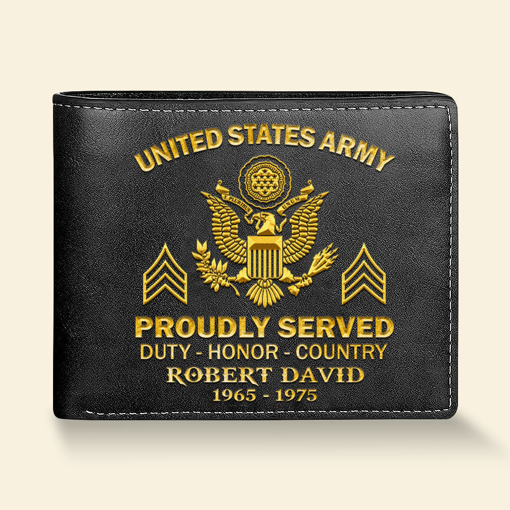 US Veteran Leather Wallet Proudly Served Duty Honor Country Wallet For Military Veteran Retirement Gift H2511