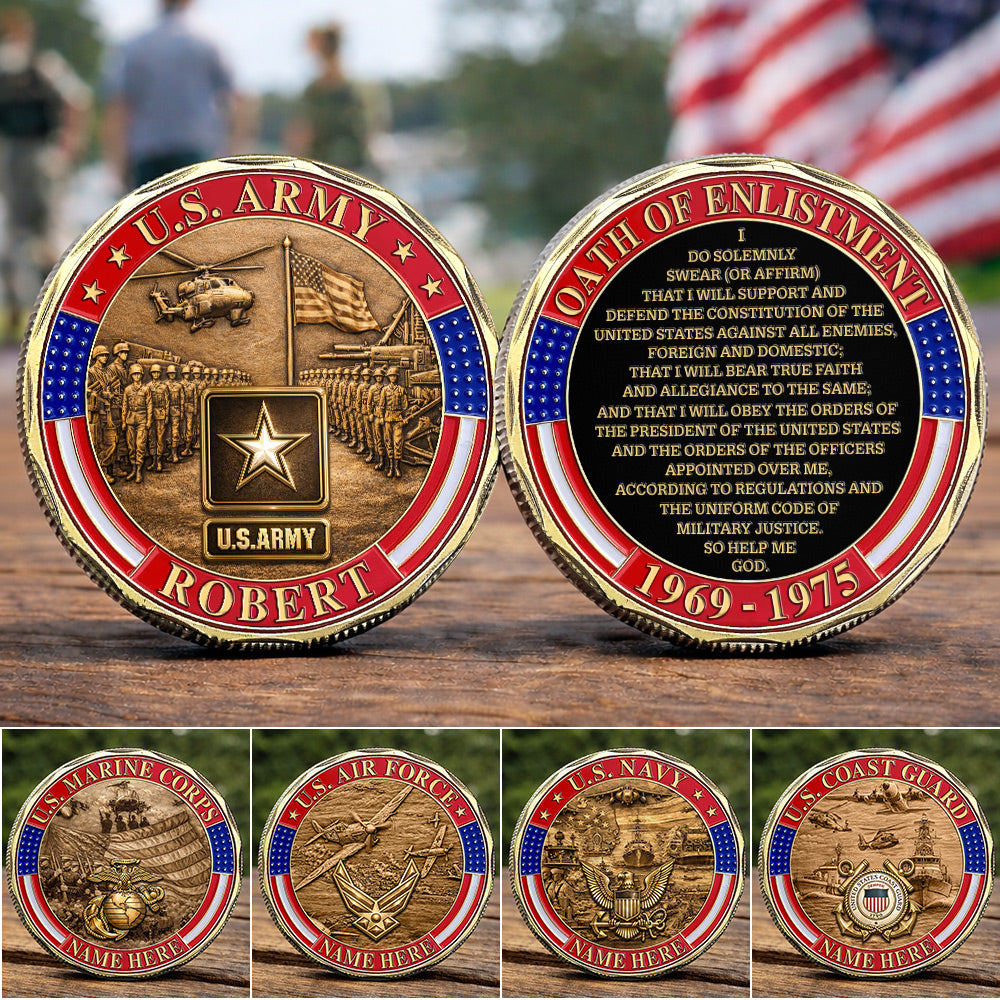 Oath of Enlistment Challenge Coin for Soldiers Veterans Custom Gift For Veteran Dad Grandpa H2511 Trna
