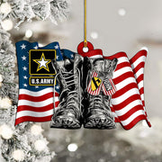 Personalized Acrylic Ornament With Name & Military Branch Flag Combat Boots Xmas Gift For Military Family Member H2511 Trna