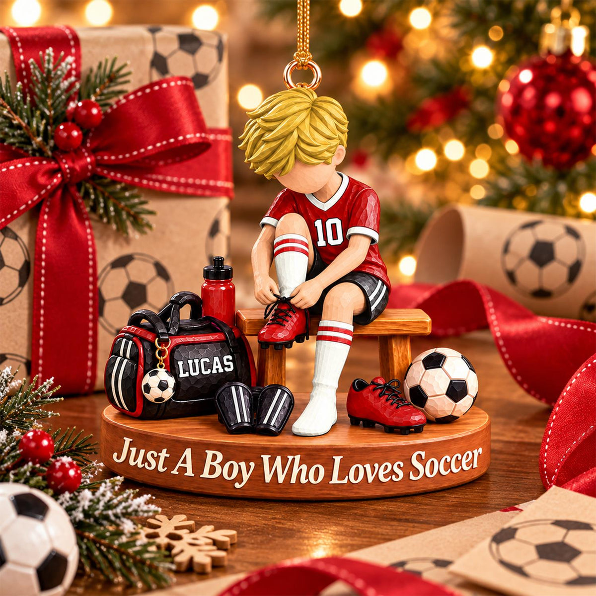 Personalized Soccer Player Ornament, Custom Name Soccer Player Gift Vr1 Hv01