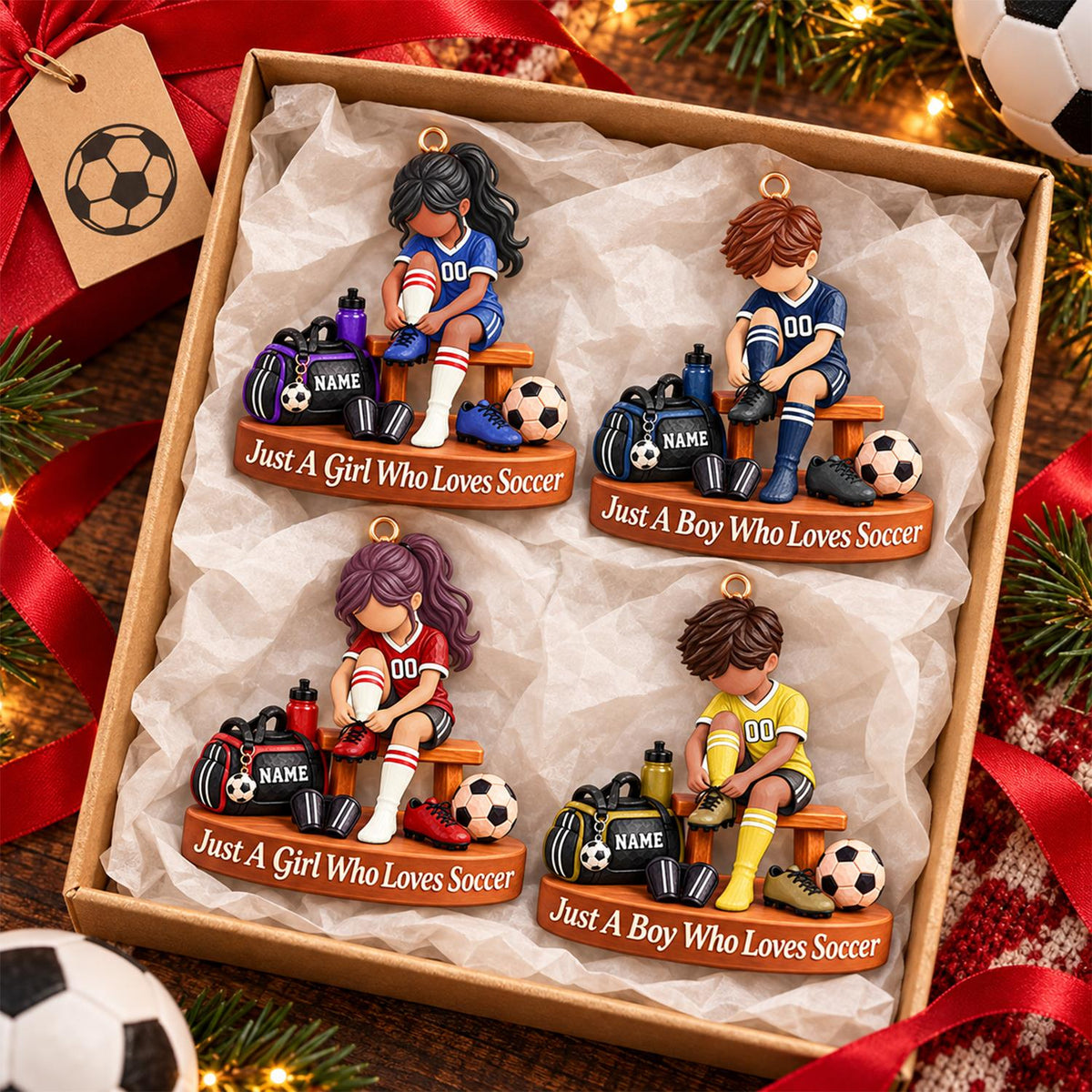Personalized Soccer Player Ornament, Custom Name Soccer Player Gift Vr1 Hv01