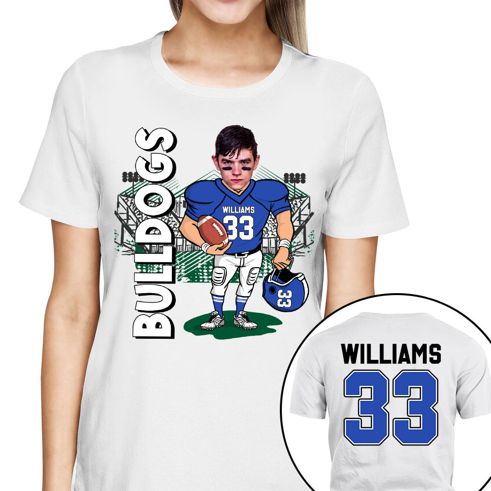 Personalized American Football Caricature Shirt Custom With Photo For Football Player Football Mom Family H2511
