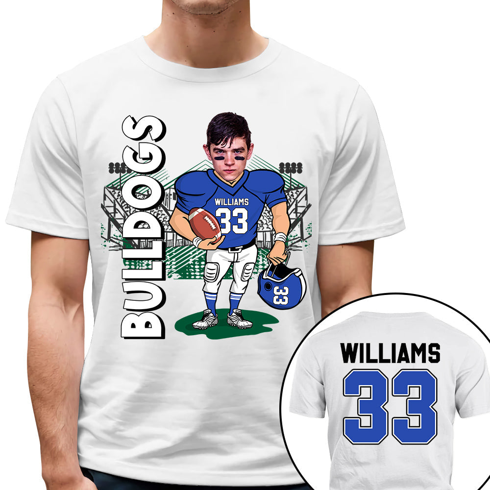 Personalized American Football Caricature Shirt Custom With Photo For Football Player Football Mom Family H2511