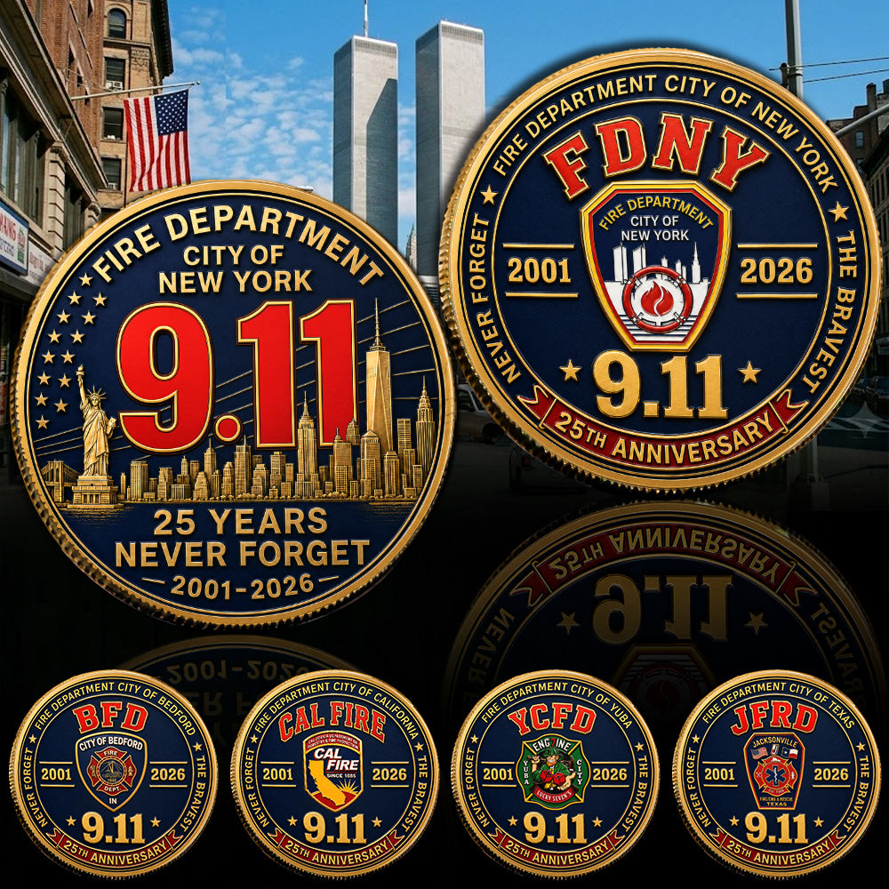 FDNY Never Forget 25 Years Anniversary The Bravest 2001-2026 Coin Gift For Firefighter H2511 Trna