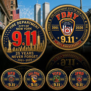 FDNY Never Forget 25 Years Anniversary The Bravest 2001-2026 Coin Gift For Firefighter H2511 Trna