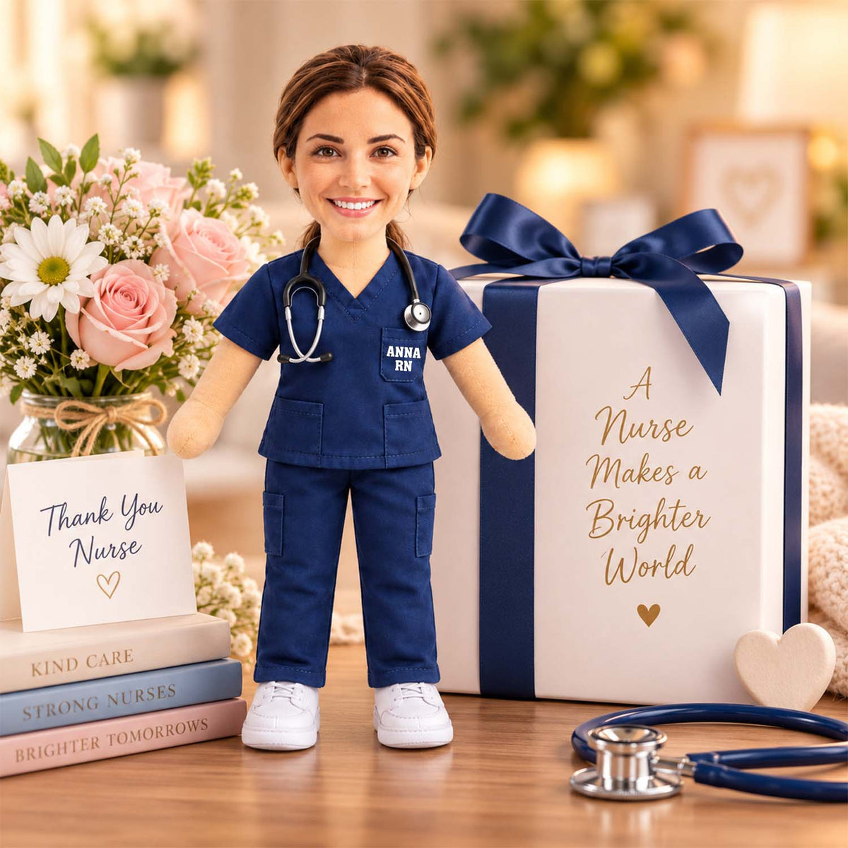 Custom Photo Nurse Posable Plush Doll, Gift For Nurses L0411 Pt99