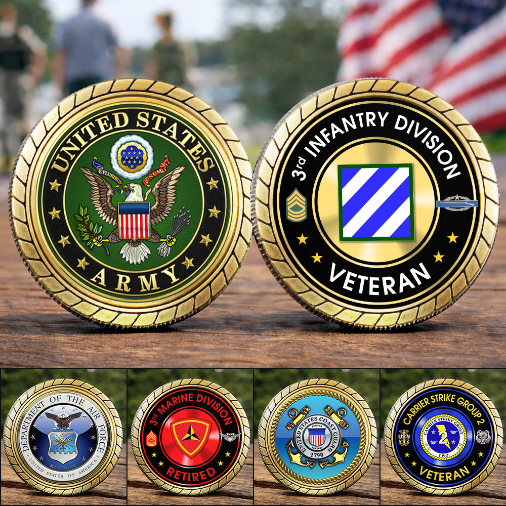 Personalized Division Rank Veteran Challenge Coin Gift for US Military Veteran, Commemorative Coin For Veterans H2511 Trna