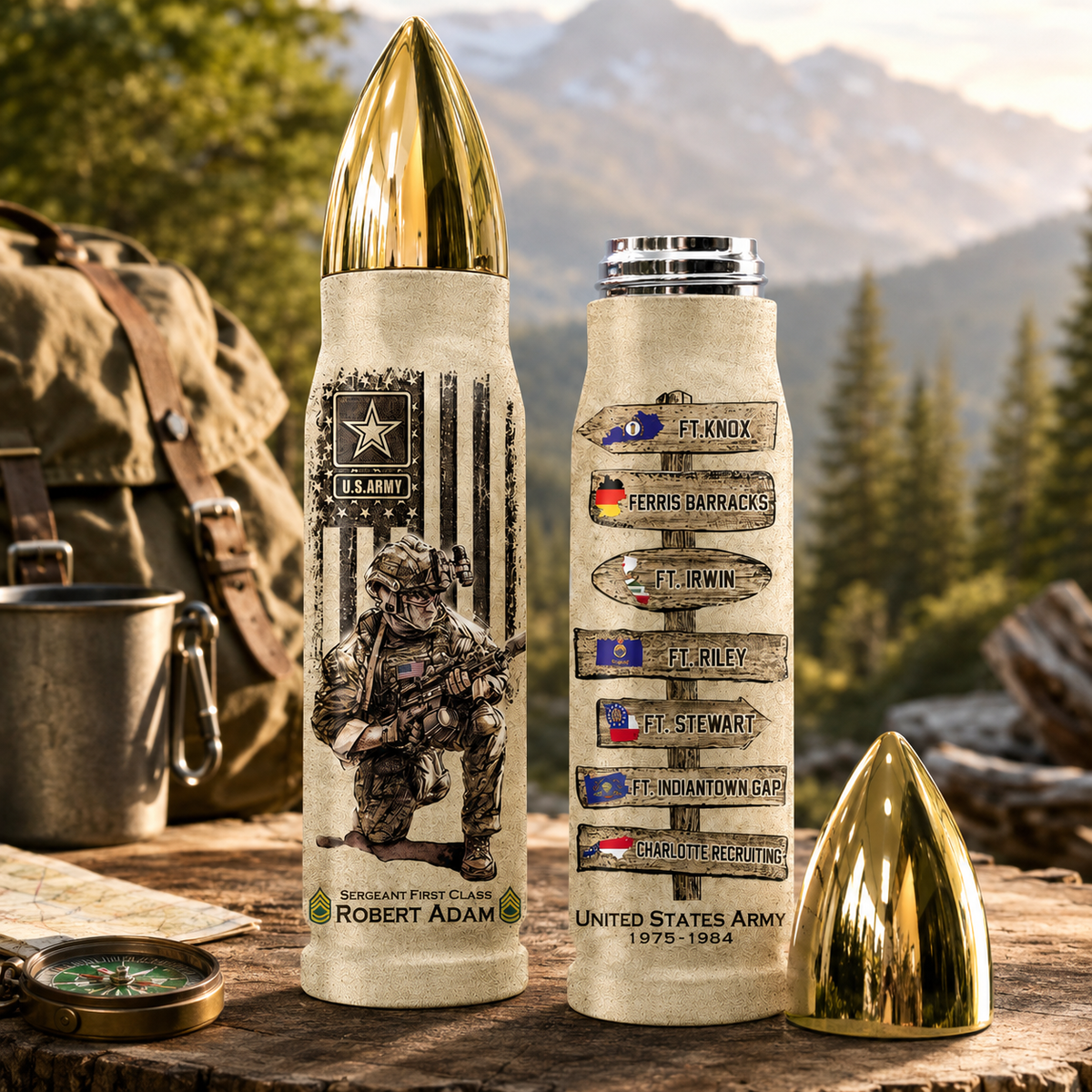 US Military World Tour Custom Bullet Tumbler Gift For Veteran H2511