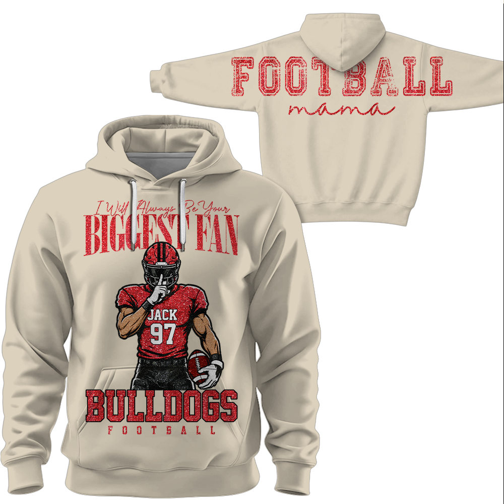 Personalized I Will Always Be Your Biggest Fan, Custom Large Back Graphic And Football PLayer Art Shirt, Gift For Football Mom Family Football Lovers MI209 Hv01
