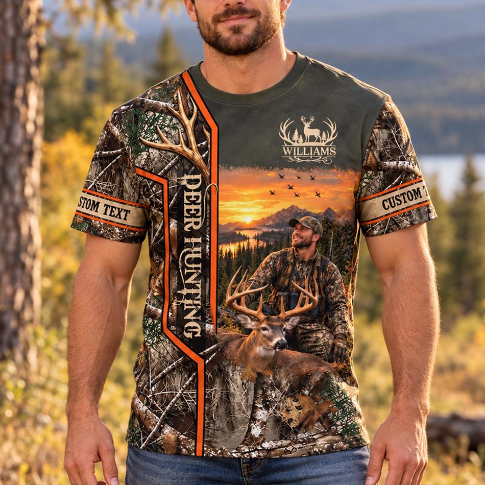 Personalized Hunting Shirt, Hunting Is My Favorite Season All Over Print Shirt Custom Photo Shirt, Camo Hunting Gift for Men H2511 Trna