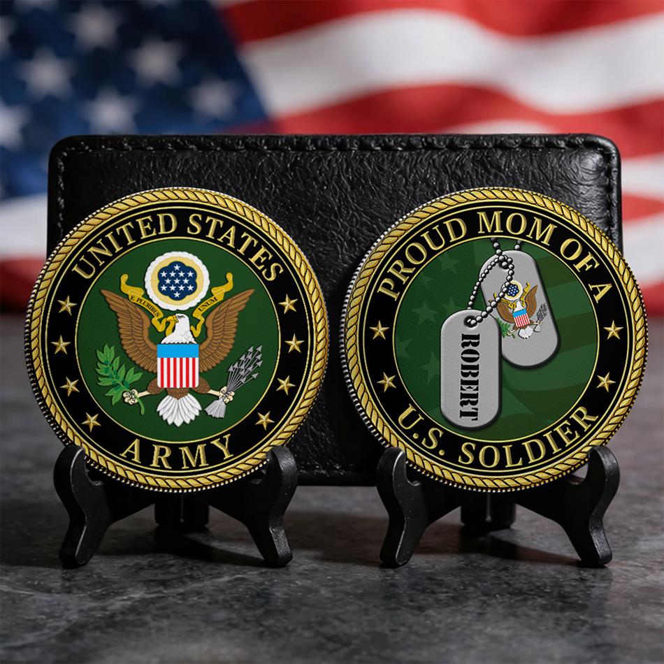 Proud Mom Of A US Soldier Custom Challenge Coin Gift For Proud Military Mom Dad Grandma Coin H2511 Trna